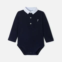Baby boy bodysuit with Oxford collar