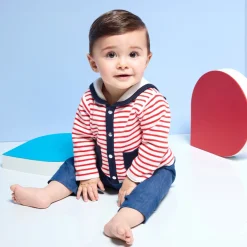 Baby boy cardigan with a sailor collar