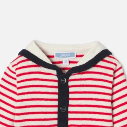 Baby boy cardigan with a sailor collar