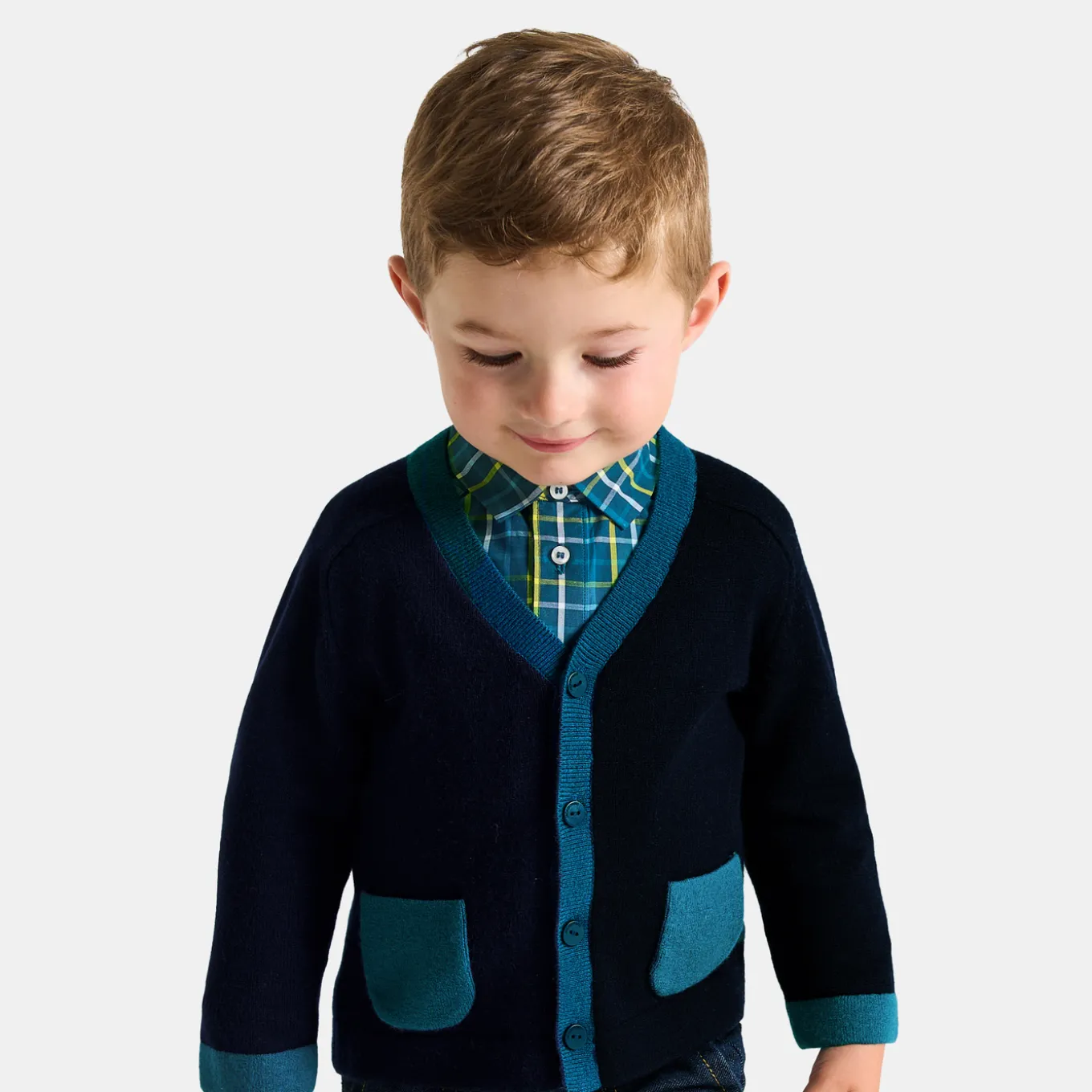 Baby boy color block cardigan