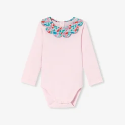 Baby girl bodysuit with Liberty fabric collar