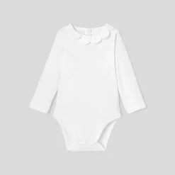 Baby girl bodysuit with petal collar