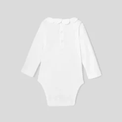 Baby girl bodysuit with petal collar