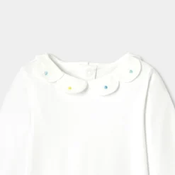 Baby girl bodysuit with petal collar