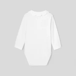 Baby girl bodysuit with scalloped collar