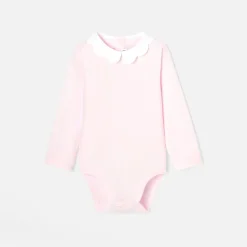 Baby girl bodysuit with scalloped collar