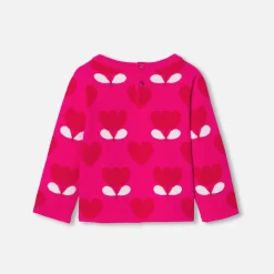 Baby girl sweater in jacquard knit