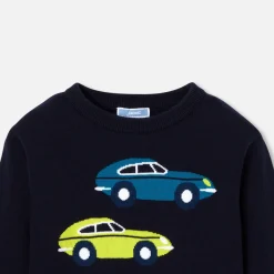 Boy car intarsia sweater