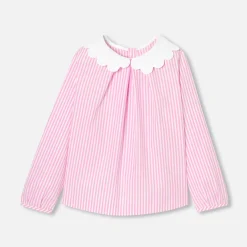 Girl blouse in striped poplin