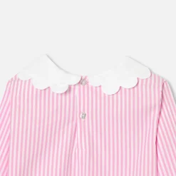 Girl blouse in striped poplin