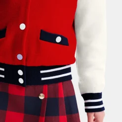 Girl knitted varsity jacket