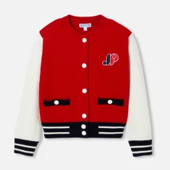 Girl knitted varsity jacket