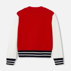 Girl knitted varsity jacket